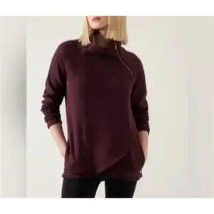 Athleta Cozy Karma Asym Pullover High Neck Sweatshirt Large